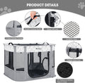 PETEASE Portable Cat Playpen with Litter Box, Cat Enclosure for Camping, Cat Recovery Playpen After Surgery, Foldable Indoor Outdoor Pet Tent for Cats Rabbits Puppies (Light Gray)