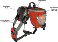 Saddlebag Back Pack & Harness Combo for Dogs 30-100+ lbs. Perfect for Travel, Trail Hiking, & Camping. Reflective, Lightweight, & Comfortable. Comes with Two Collapsible Bowls (Large, Blue)