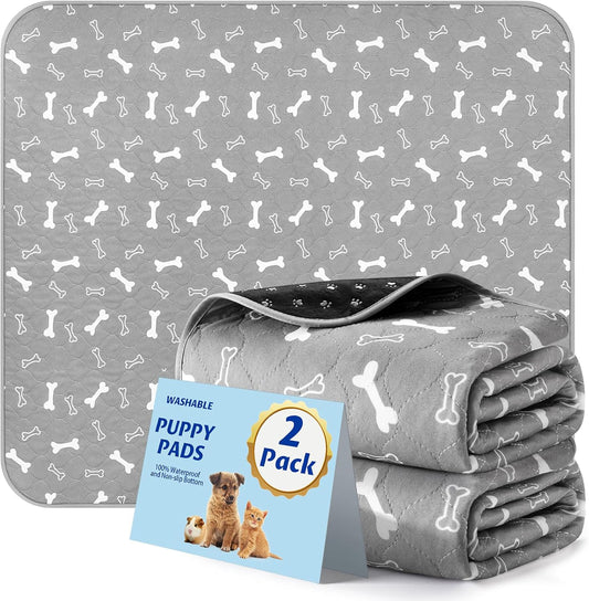 Baodan Washable Pee Pads for Dogs, 2Pack Reusable Puppy Pads, Fast Absorbent Dog Pee Pads for Crate Pet Training Pads, Waterproof Whelping Pads for Dogs Bed Mat Crate Indoor (Grey, 18x24)