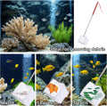 3 Inch Aquarium Net, Fish Net for Fish Tank with 8.6" to 39" Long Extendable Stainless Steel Handle Red Small Square Fin