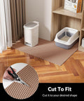 Cooyes Cat Litter Mat - Cut to Fit Any Place, 35"x23" Large Litter Trapping Mat for Litter Box, Easy to Clean, Waterproof & Non-Slip Kitty Pad, Scatter Control to Protect the Floor (Khaki)