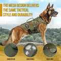 OneTigris No Pull Tactical Dog Mesh Harness for Medium Dogs, Aire Mesh Breathable Military Dog Molle Vests with Handles,