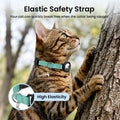 Reflective AirTag Cat Collar, Integrated Cat Tracker Collar with Air Tag Holder and Bell, Safety Elastic Band Cat GPS Collars for Girl Boy Cats, Kittens and Puppies (Green,S)