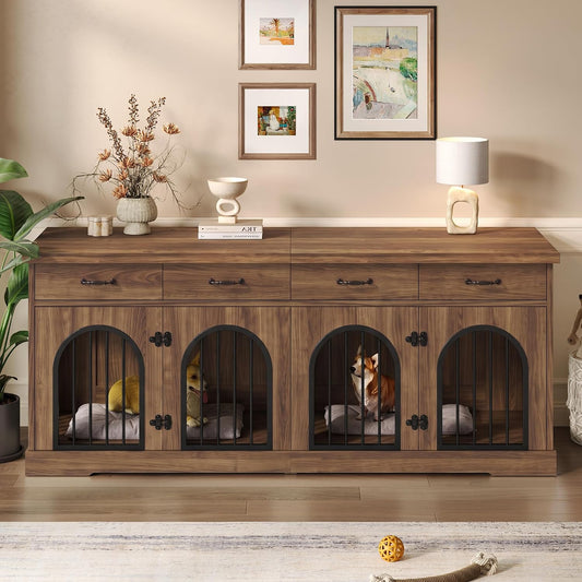 Merax 70.8" Dog Crate Furniture TV Stand for 2 Dogs