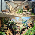 5PCS Coconut Hut for Gecko, Lizard Coco Den with Ladder and Reptile Hammock Bearded Dragon Tank Accessories Climbing Han