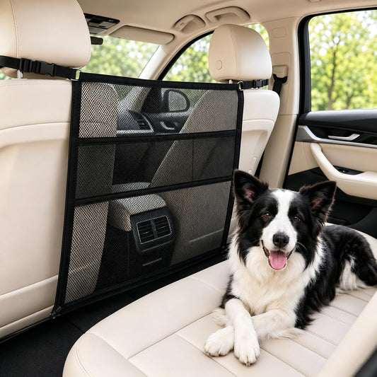 Dog Car Barrier for SUV, Mesh Pet Divider & Storage Gate, 22.4"x 27.2"