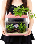 Geelin Pink 2 Gallon Plastic Fish Tank Shatterproof Betta Aquarium Bowl