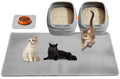 Senyoson Cat Litter Mat 47"x26.5" Extra Large & 12"x12" Small, Double Layer Waterproof Trapping Mat for Home Travel, Non-Slip & Urine-Proof, Soft on Paws, Hold 2-3 Litter Boxes, XXL, 2-Pack(Grey)