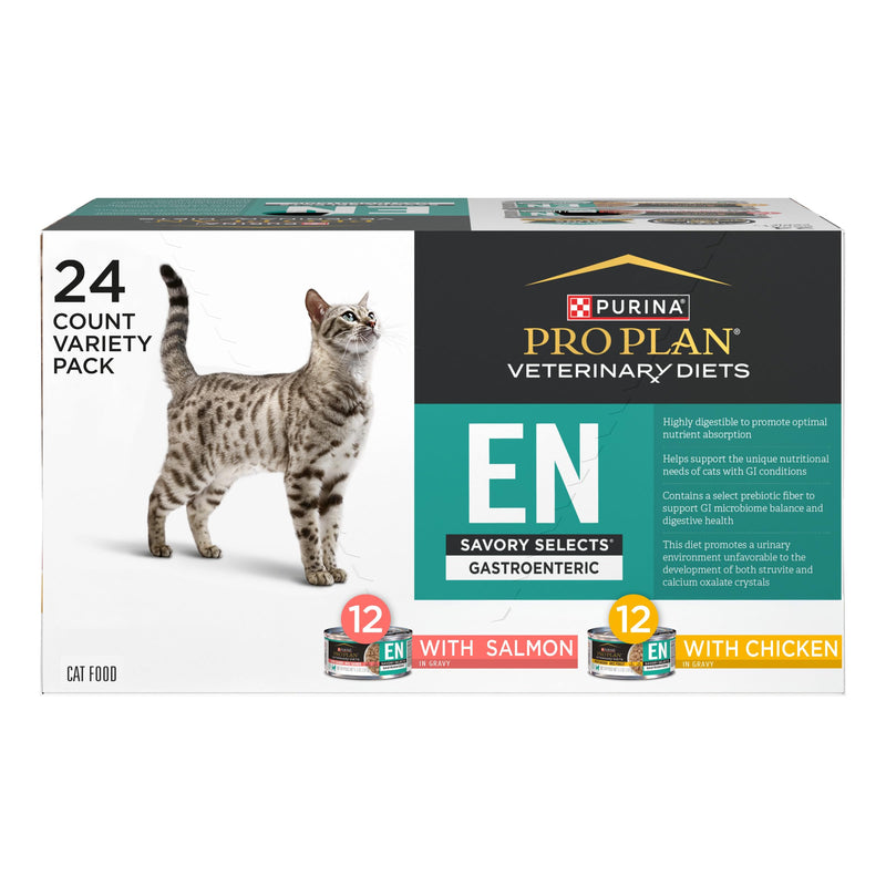 Purina Pro Plan Veterinary Diets EN Gastroenteric Feline Formula Savory Selects in Sauce Variety Pack Wet Cat Food - (Pack of 24) 5.5 oz. Cans