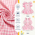ABRRLO Cute Plaid Small Dog Cat Harness Dress Outfits with Bow & Leash D-Ring,Soft Breathable Summer Ruffle Puppy Clothe