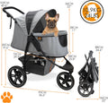 COOPER dog & pet robust buggy, jogger holds up to 32 kg / 70lbs, easy fold, multi-height adjustable soft touch handle, r
