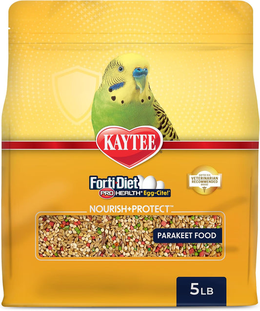 Kaytee Forti-Diet Pro Health Egg-Cite Nourish+Protect Parakeet, Supports Breeding and Molting, Nutrition Backed by Science, Digestive Health, 5 pounds