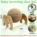 Fhiny Rabbit Scratch Toy, Natural Sisal Rabbit Scratching Ball Cute Sisal Rope Bunny Claw Scratcher Rotating Ball Intera
