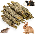 Fhiny 12 PCS Rabbit Chew Sticks, Natural Papaya Wood Seagrass Guinea Pig Chew Toys for Teeth Small Animal Molar Sticks S