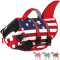 Dogcheer Harness-Style Dog Life Jacket Shark, Reflective American Flag Dog Life Vest for Swimming Boating, High Buoyancy Pet Swim Vest for Small Medium Large Dogs - USA Flag, L