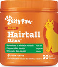 Zesty Paws Hairball Bites for Cats - Cat Furball Support - Functional Supplement with Omega 3 Fish Oil EPA & DHA + Zinc, Biotin & Psyllium Husk - Supports Gut & Skin Health - 60 Count
