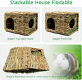 BWOGUE Large Guinea Pig Grass House, Guinea Pig Hideout, Foldable Straw Hut