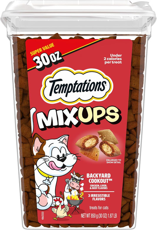 Temptations Cat Treats MixUps Backyard Cookout Flavor Crunchy, Soft Cat Treats, 30 oz. Tub
