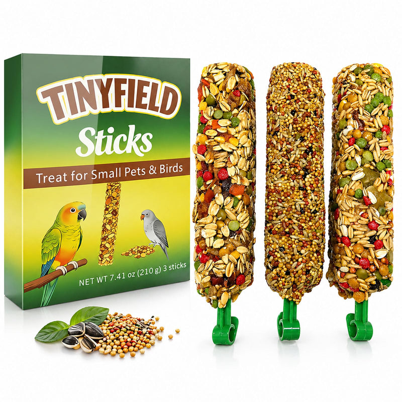 TINYFIELD Bird Treats Sticks, 7.4OZ Millet Spray for Parakeet Budgie Cockatiel Finch Canary Lovebird Conure, Natural Plant Based, 3 Count