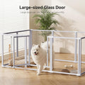 Clear Acrylic Dog Play Pen Indoor Pet Enclosure for Small Dogs & Cats, Outdoor Use with Door, Easy Assemble & Cleaning
