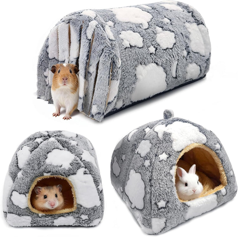 3PCS Guinea Pig Tunnel Set Washable Guinea Pig Houses and Hideouts Cozy Soft Small Animals Hideout Tubes for Hamster Chi