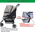 ROODO 3 Wheel Dog Pet Cat Stroller Best Lightweight Foldable Compact Portable Jogger All Terrain Travel Pet Gear Puppy Kitty Stroller for up to 30lbs Medium Small Dogs and Cats(Light Khaki)
