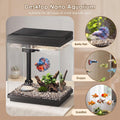 Betta Fish Tank 1.6 Gallon Glass Small Aquarium Starter Kit Black