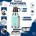 Portable Dog Water Bottle with 2 Removable Water Bowls for Dogs – Leak-Proof Insulated Stainless Steel Dog Water Bottle 