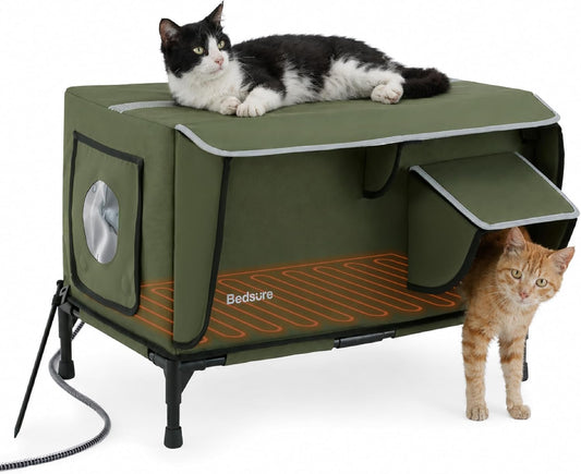 Bedsure ReflexHeat™ Heated Feral Weatherproof Outdoor Cat House Shelter