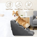 EHEYCIGA Curved Dog Stairs for High Beds 22.6" H, 5-Step Dog Steps, Grey