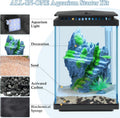 FEDOUR Small Glass Aquarium, 1 Gallon Desktop Fish Tank, Betta Fish Tank, Mini Aquarium Starter Kit with Air Pump LED Li