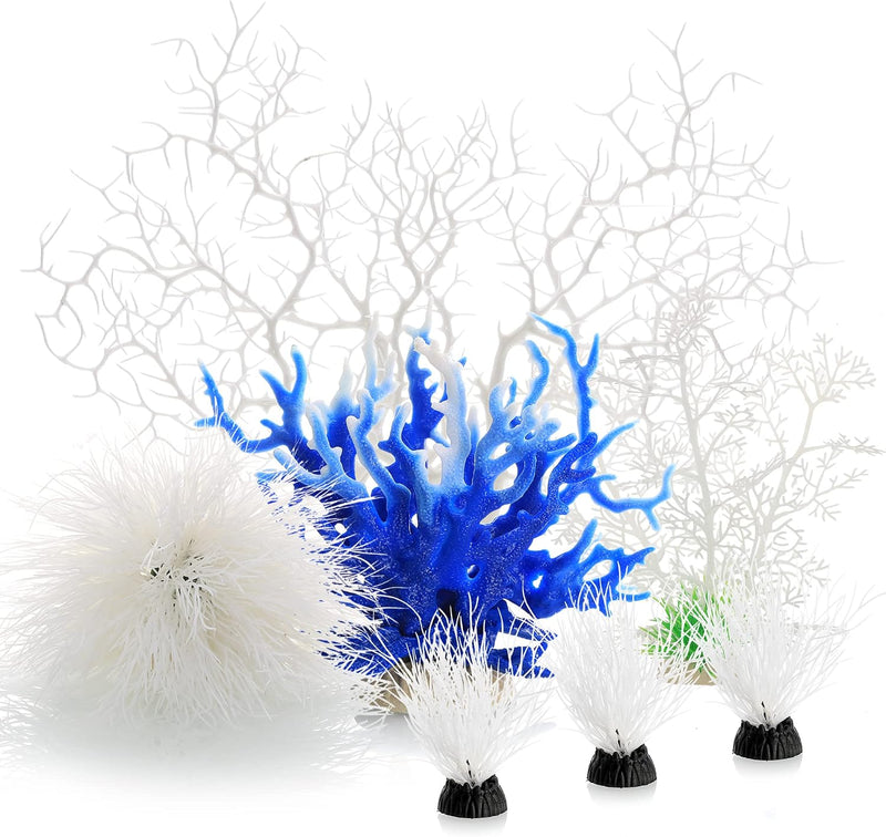 MyLifeUNIT Aquarium Plants, 7 Pack Artificial Coral Ornament for Fish Tank Decorations (White)