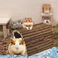 kathson Wooden Hamster Bridge,Guinea Pig Wood Ladder Bendable Tunnel Hideout Hut Small Animal Climbing Toys for Ferret H
