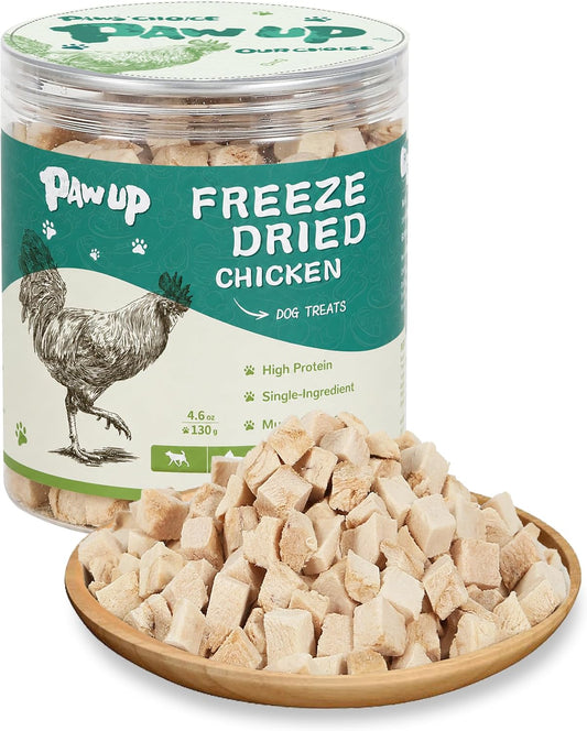 PAWUP Freeze Dried Chicken Dog Treats, Single Ingredient Chicken Breast, High Protein Dog Food Topper, Gluten & Grain-Free Treats for Dog Training, 4.6 oz