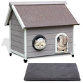 Rockever Outdoor Cat House, Waterproof Feral Cat House for Outdoor Cats with Escape Door and Clear Windows for 2 Cats(with Self Warming Mat)