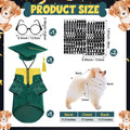 Huhumy 5 Pcs Dog Graduation Costume Set Include 2026 Pet Graduation Gown with Stole Puppy Grad Cap Lensless Glasses DIY Letter Stickers for Dogs Cats Holiday Costume Accessory(Green Yellow,S)