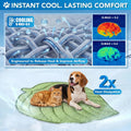 PetAmi Dog Cooling Mat, Leaf Shape, Pet Pad with Cooling Nylon & Soft Fleece, Q-Max > 0.4 Reversible All Season Blanket for Dogs & Cats, Small 32x39 in, Sage Green