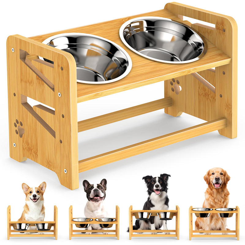 CozyLazy Elevated Dog Bowls, Adjustable Raised Dog Bowl Stand for Medium and Small Dog, 11