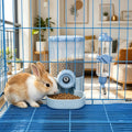 Sangle Sopffy Rabbit Feeder and Water Dispenser Set, Gravity Food Bowl with Water Bottle for Cage, Small Animal Feeding 