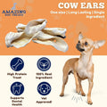 Amazing Dog Treats - Cow Ears for Dogs - (50 Count) - 100% Beef - All Natural Rawhide Alternative