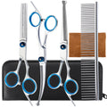 5 in 1 Premium Dog Grooming Scissors, Professional Dog Scissors for Grooming with Safety Round Tips, Lengnoyp Stainless Steel Thinning Shears, Pet Cat Shears for Grooming Kit