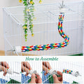 Colorful Bird Rope Perch Stand, Birdcage Swing Spiral Toys, Bird Climbing Standing Bungee Rope Perches Chew Toys Cage Accessories for Cockatiels Parrots Birds (15.7 inch /40 cm)