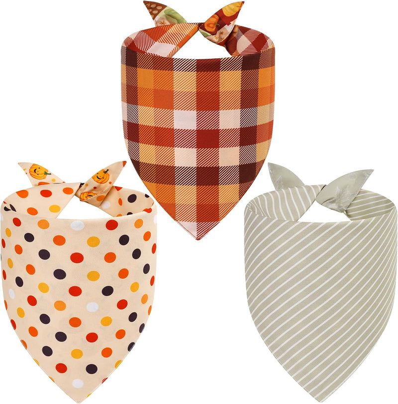 Fall Dog Bandanas Large 3PCS, 6 Pattern Scarf for Boy and Girl