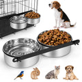 Dog Crate Water Bowls No Spill, 40oz Stainless Steel Dog Food and Water Bowl Set for Large/Medium/Small Pets, Detachable Hanging Pets Bowls for Cage, Kennel, Crate,Convenient for Adding Food and Water