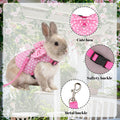Bunny Harness and Leash Set, Soft Mesh Rabbit Harness with Bow, Adjustable Escape Proof Vest for Small Pets Rabbits Kitt