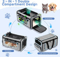 Large Pet Carrier with Detachable Wheels, 2 IN1 Foldable Soft-Sided Carriers- Designed for Dogs & Cats, Telescopic Handl
