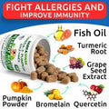 BARK&SPARK Dog Allergy Relief Soft Chews for Skin Health & Seasonal Allergies - Anti-Itch Supplement w/Omega-3, Quercetin & Bromelain Immune Treats for Dry Skin & Hot Spots - Chicken Liver - 360ct