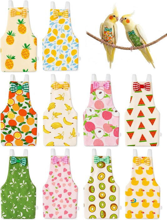 10 Pcs Reusable Bird Diaper Parrot Diapers with Adjustable Straps