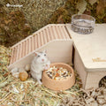 Niteangel Wooden Hamster Food Bowl: Beech Stable & Hammy Pattern for Dwarf