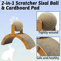 Fhiny Rabbit Scratch Toy, Natural Sisal Rabbit Scratching Ball with Cardboard Pad 2-in-1 Bunny Claw Scratcher Interactiv